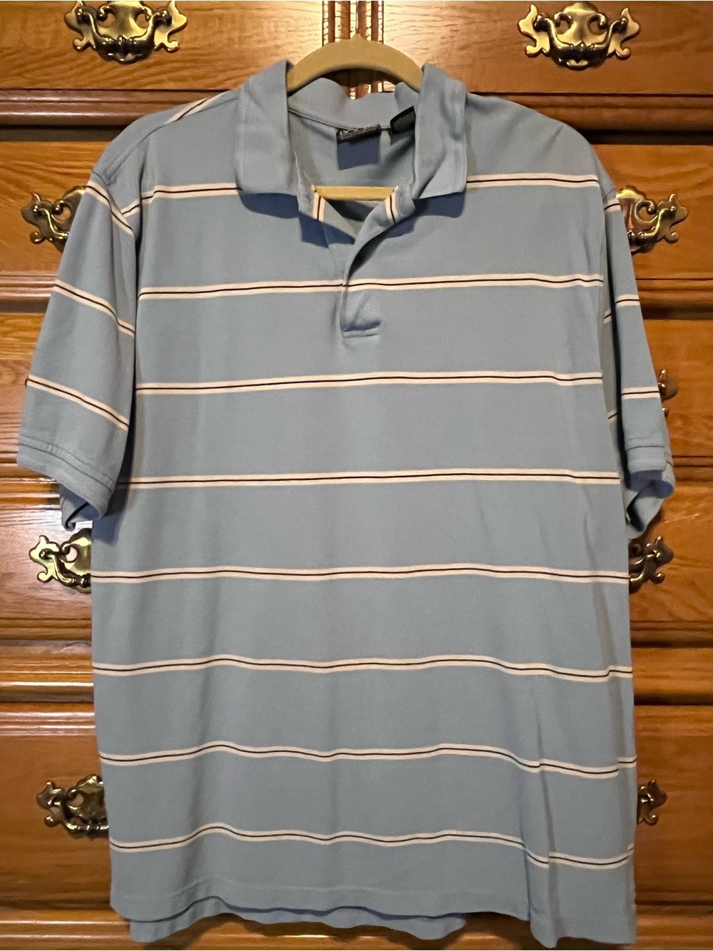 Jos. A. Bank Blue Polo with White and Tan Stripes